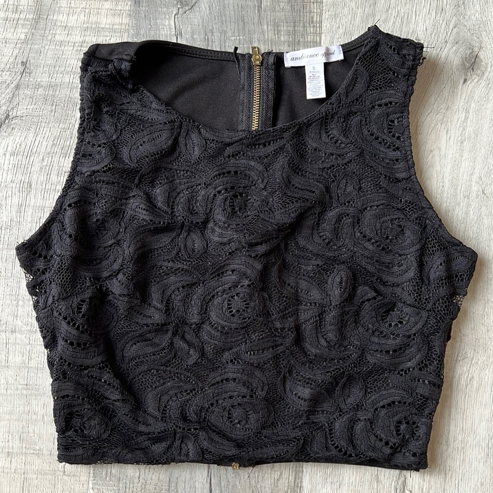 Ambiance Apparel  lace crop top size S black